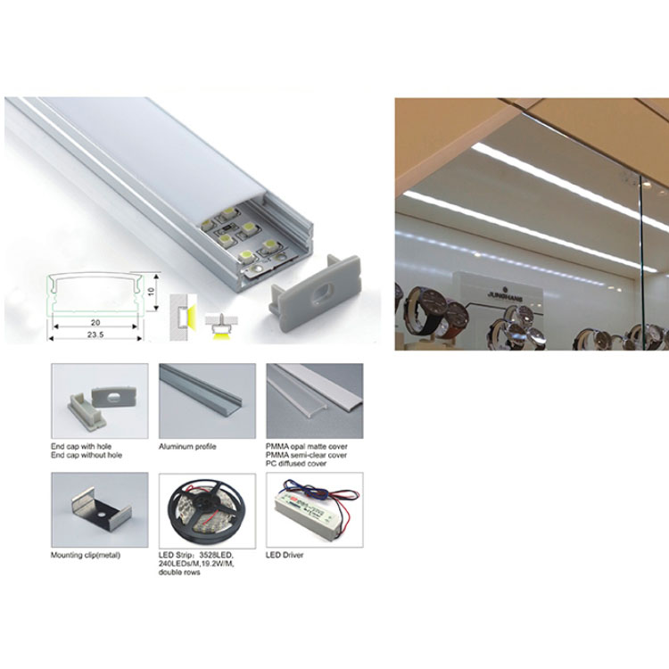 Surface Mount Aluminum LED Diffuser Channel For 20mm Multi-Row Flexible LED Strips